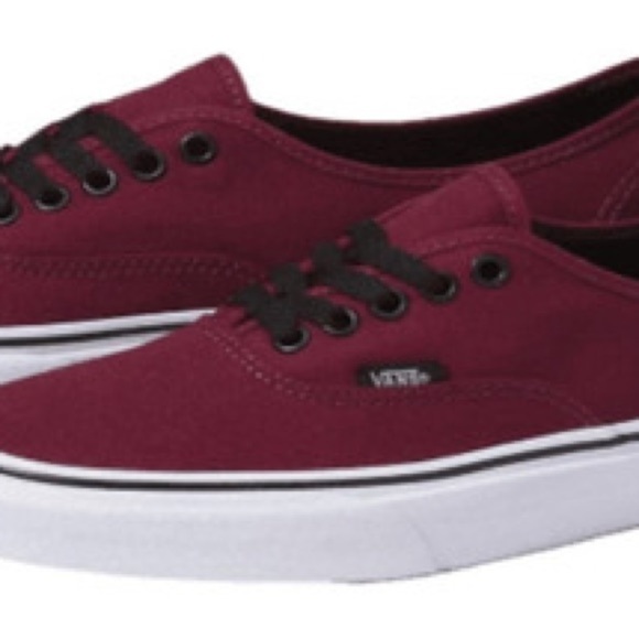 Vans Maroon Canvas Shoes with Black Accents - Picture 2 of 6